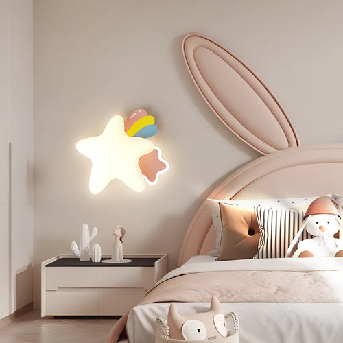 children's designer princess star wall light for bedroom - vue 3 sur 10