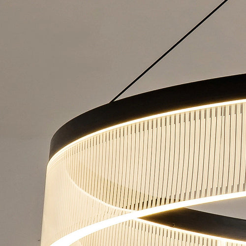 Circular LED chandelier in aluminium and acrylic for decorative interiors - vue 7 sur 24