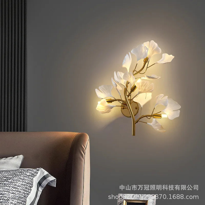 Ginkgo LED wall light for elegant hall and living room