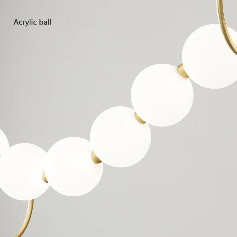 lustre suspension en acrylique blanc avec perles - vue 6 sur 16