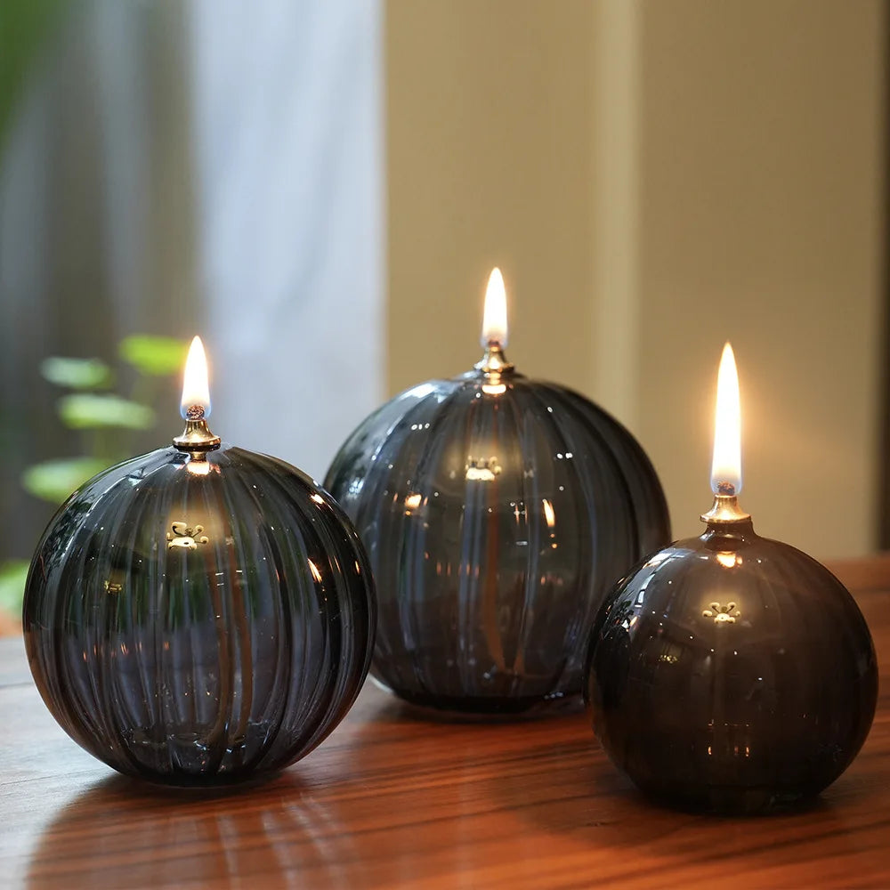 decorative and elegant circular glass oil lamp candle holder