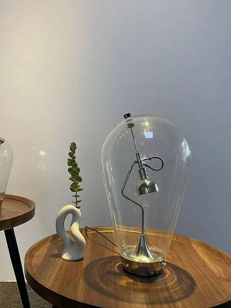Vintage glass desk lamp with industrial touch control