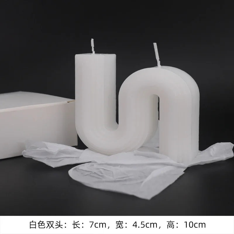 geometric u-shaped scented candles for home decor - vue 14 sur 27