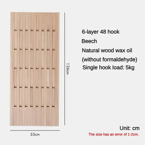 wooden wall coat rack for clothes and keys - vue 19 sur 18