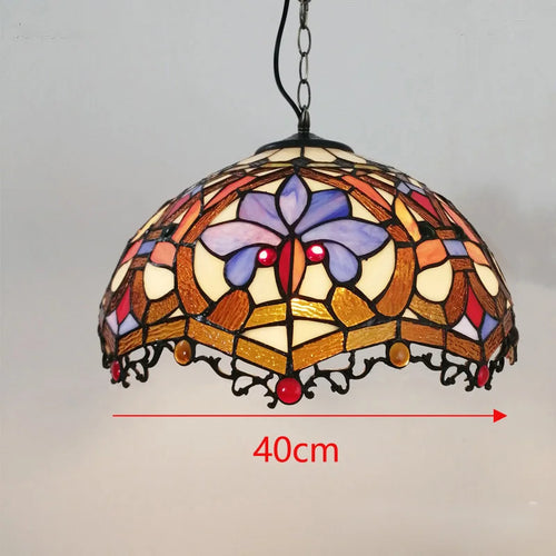 Tiffany stained glass chandelier Mediterranean style for elegant interiors - vue 13 sur 22