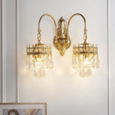 Vintage luxury gold crystal wall light with two lights