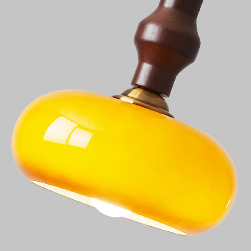 Rubber wood and glass pendant light for modern interiors - vue 6 sur 10