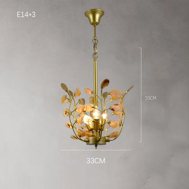Natural agate LED chandelier ideal for romantic décor - vue 15 sur 15