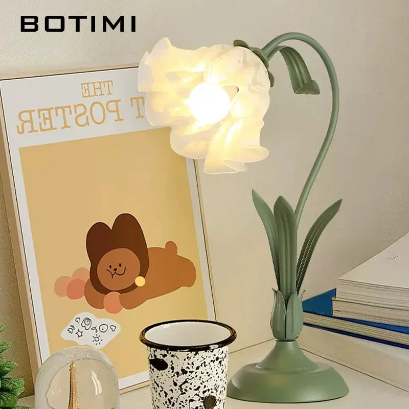 Retro glass flower decorative table lamp for home - vue 5 sur 8