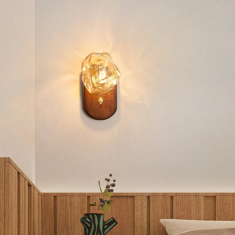 Modern LED wall light with wooden switch