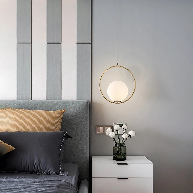 Black metal ring LED pendant light