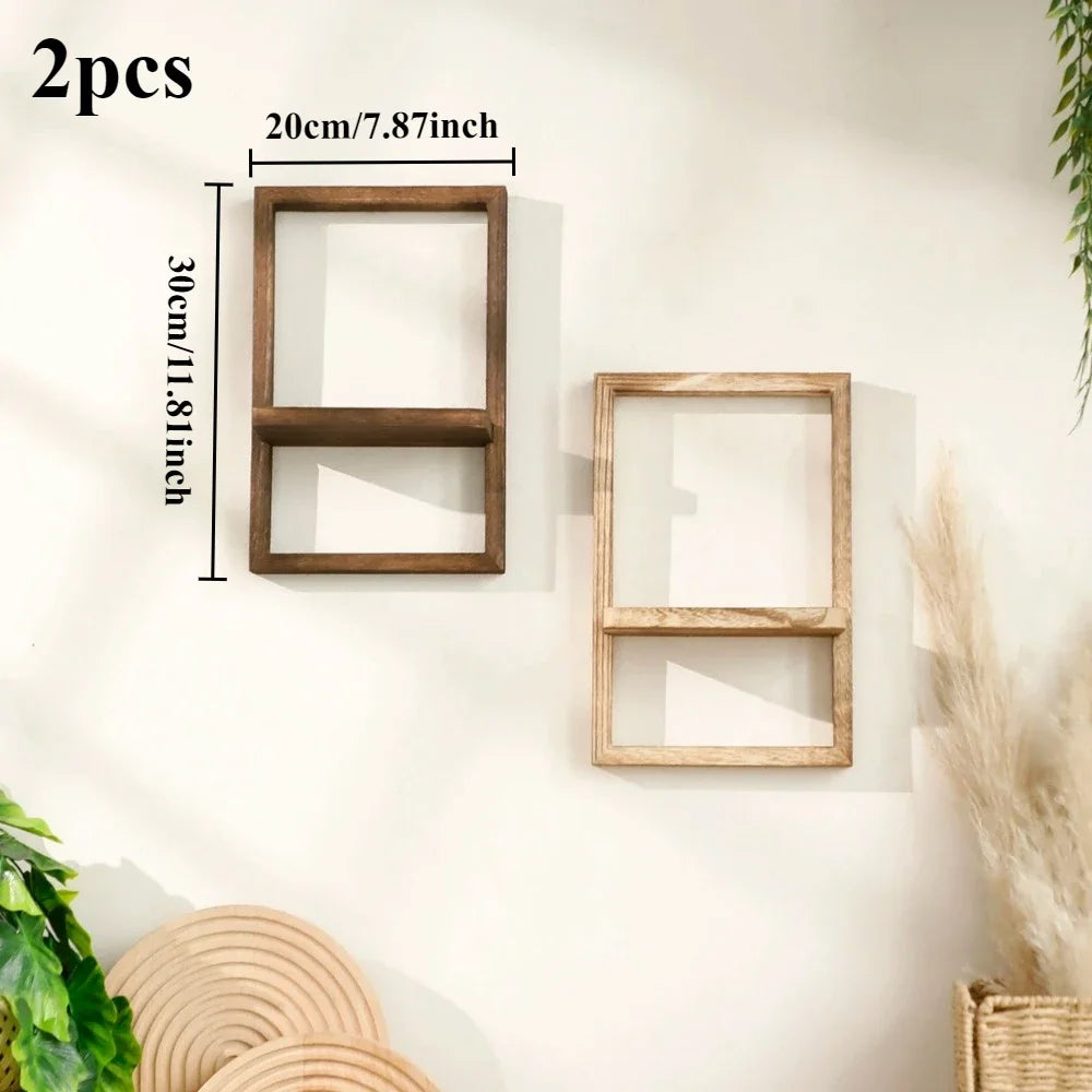 wooden frame for wall hanging and decorative shelf