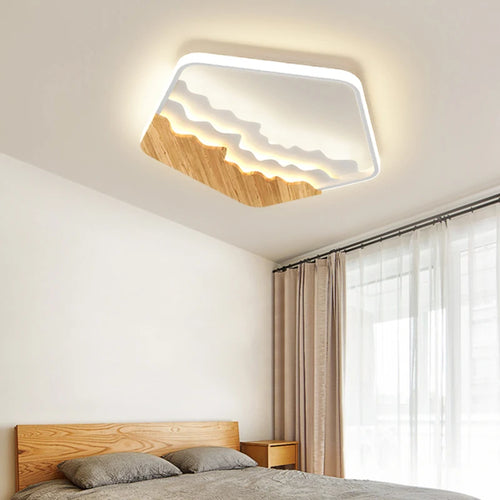 Modern minimal wood style ceiling light for the whole house - vue 6 sur 11