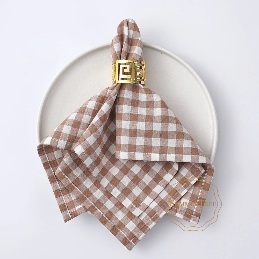 Gingham cotton table napkin small check kitchen linen - vue 6 sur 7