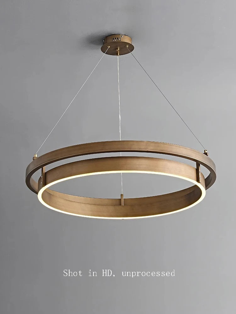 Creative minimalist bronze LED chandelier for interior decor - vue 3 sur 9