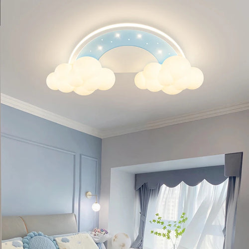 Modern and cosy children's cloud and rainbow ceiling light - vue 6 sur 11