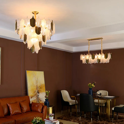 Modern pendant light in stainless steel and decorative glass - vue 4 sur 13