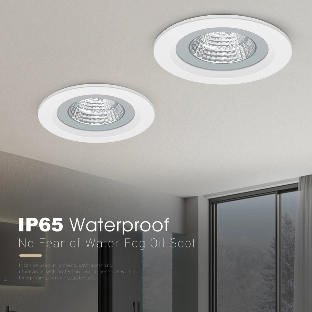 Ip65 waterproof LED recessed downlight for bathroom, anti-fog kitchen, shower and hotel lighting