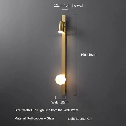 Minimalist luxury copper wall light with LED strip