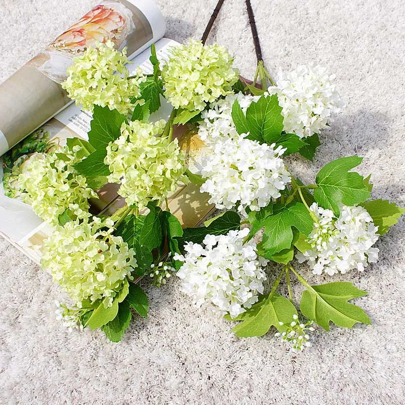 Luxury snowball hydrangea artificial flowers for indoor decoration