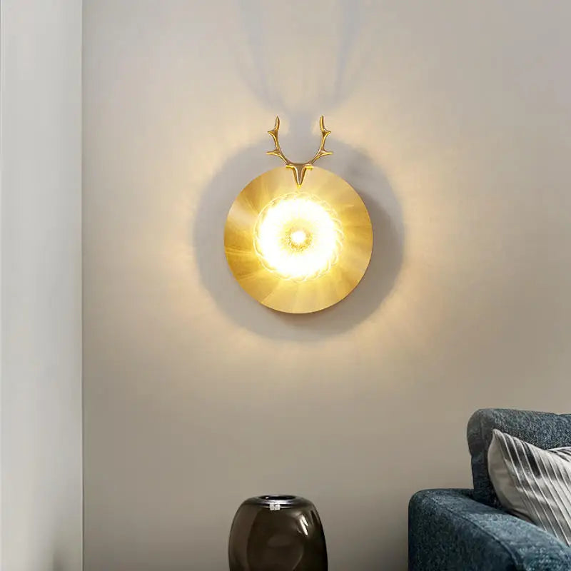Creative personalised copper deer head wall light
