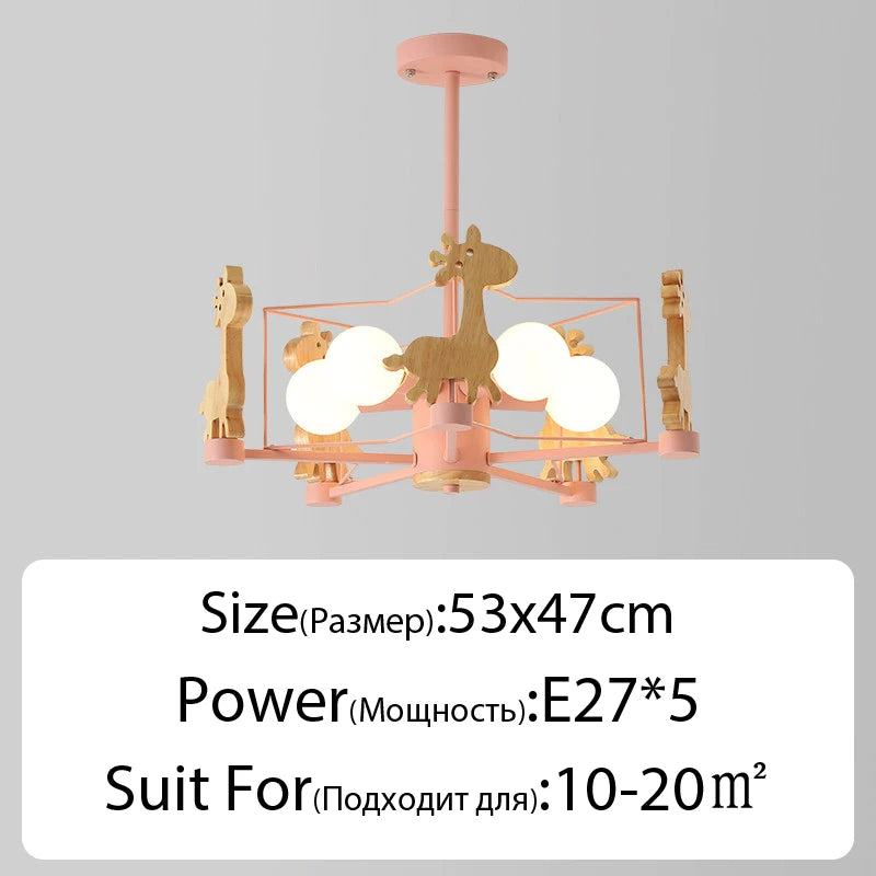 lustre en bois nordique lampe animal pour chambre enfant