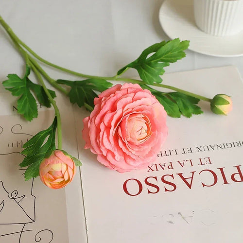 Realistic decorative silk lotus branch artificial flowers - vue 8 sur 12