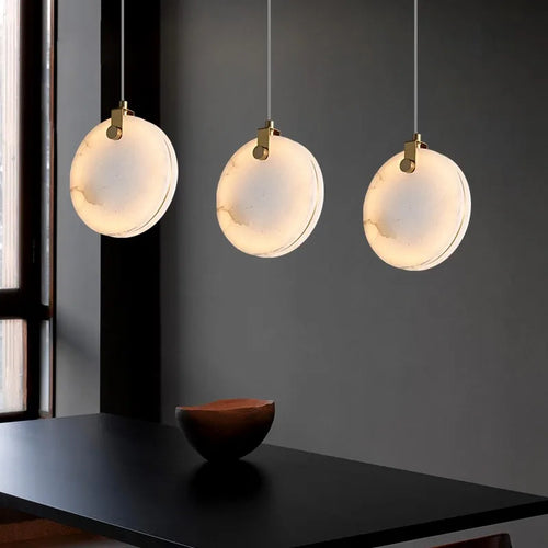 Lightweight copper and natural marble chandelier for elegant decor - vue 2 sur 7
