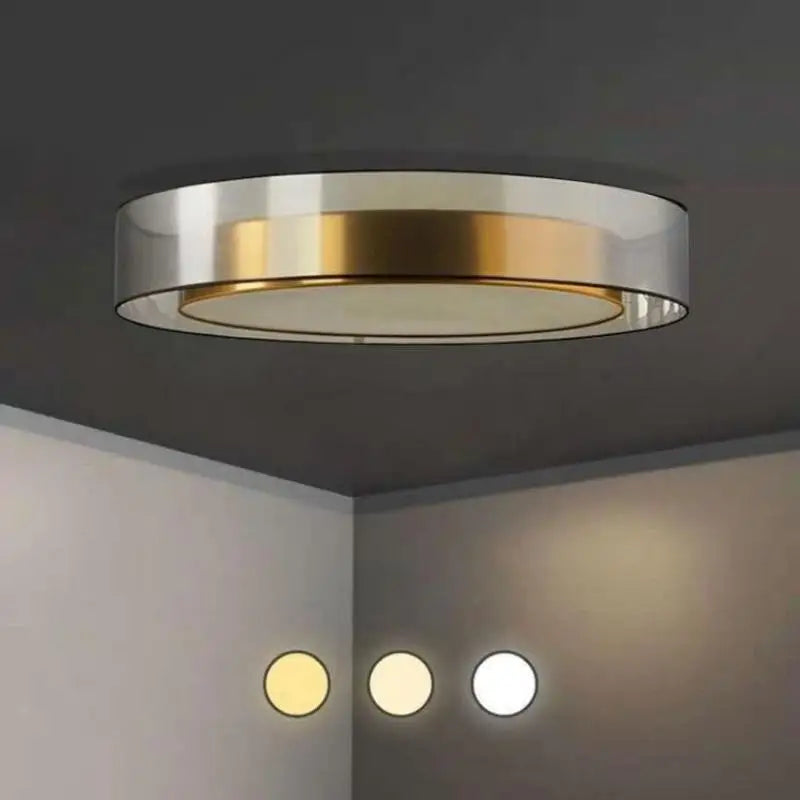 Vintage PVC ceiling light with copper accents and LED strip