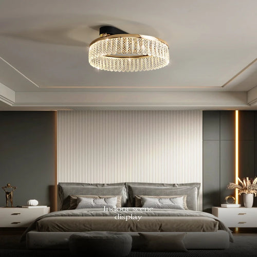 Luxurious round crystal LED chandelier with multiple ring design - vue 6 sur 20