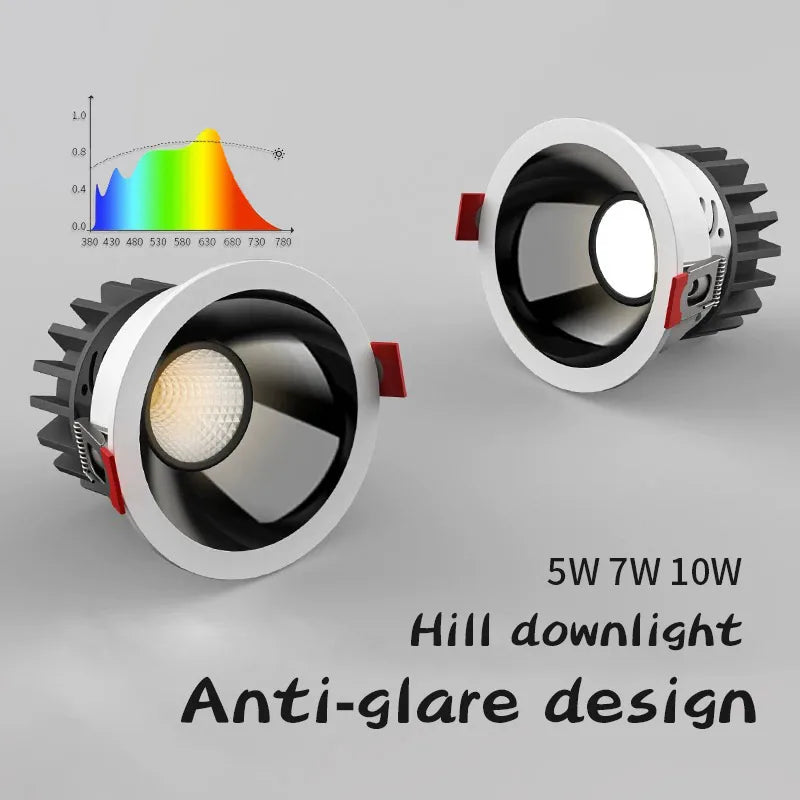 Recessed anti-glare LED spotlight for indoor use adjustable angle aluminium