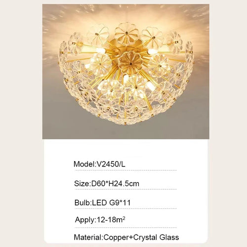 Luxury nordic crystal glass ceiling light for modern interiors - vue 9 sur 9