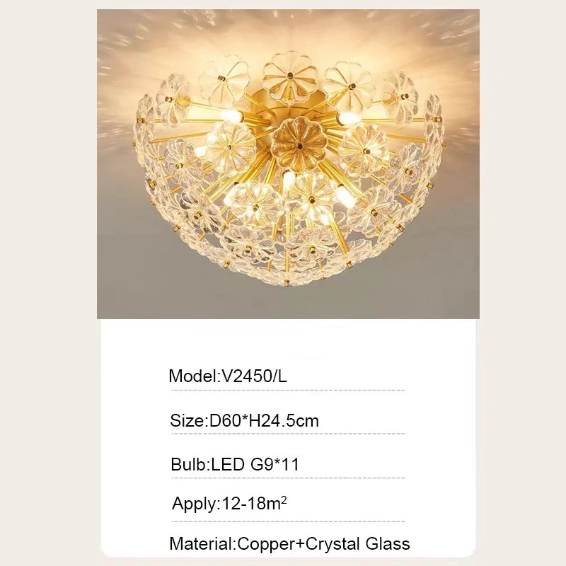 Luxury nordic crystal glass ceiling light for modern interiors - vue 8 sur 9