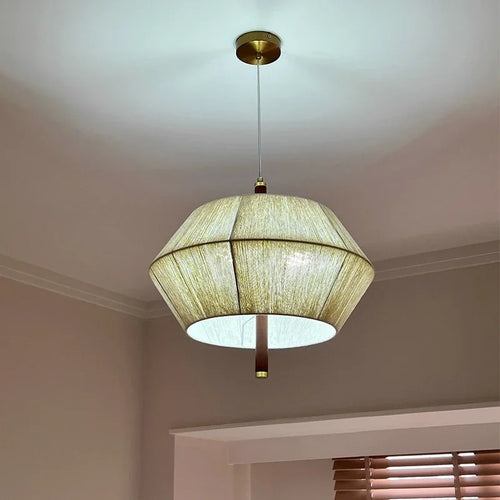 Nordic retro hemp rope and rattan LED pendant light - vue 7 sur 9