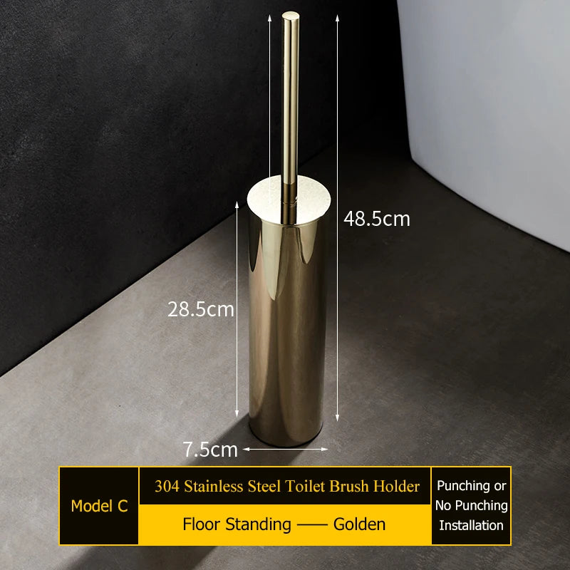 Wall-mounted stainless steel toilet brush holder for bathroom - vue 10 sur 14
