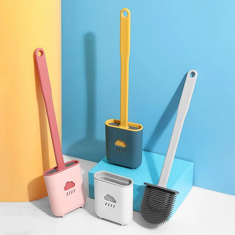 Silicone brush with holder and soft bristles for quick cleaning