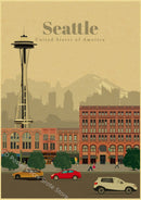 Vintage world city landmark poster