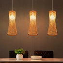 Japanese bamboo chandelier with Chinese style woven rattan