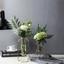 geometric wrought metal vase for modern decoration