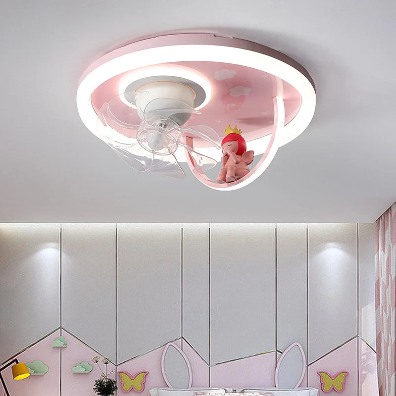 Creative ceiling light with fan and LED light for children