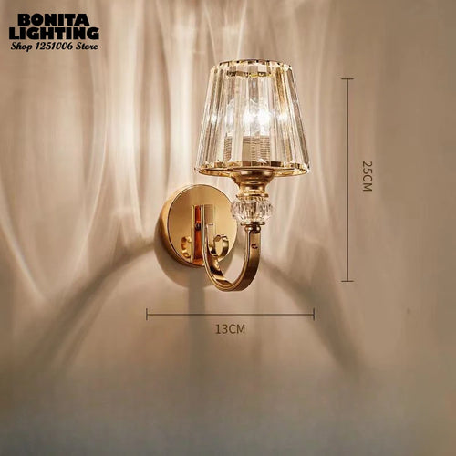 European style crystal wall light with brilliant diamond cut art deco - vue 6 sur 17