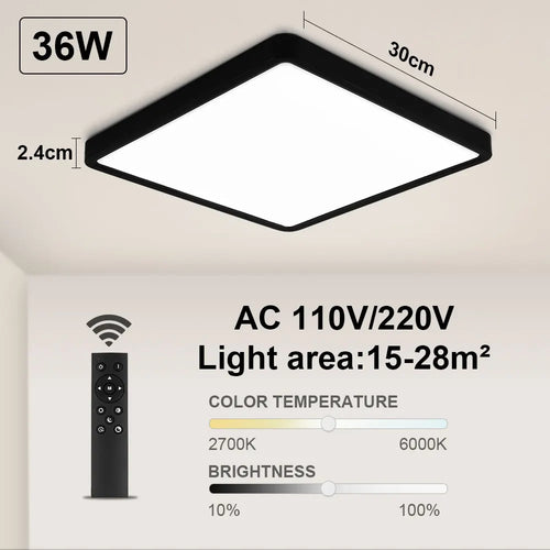 Tuya smart LED ceiling light with app and voice control, Alexa and Google compatible, remote control for living room and bedroom - vue 12 sur 22