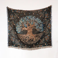 Bohemian landscape patterned throw for sofa and living room