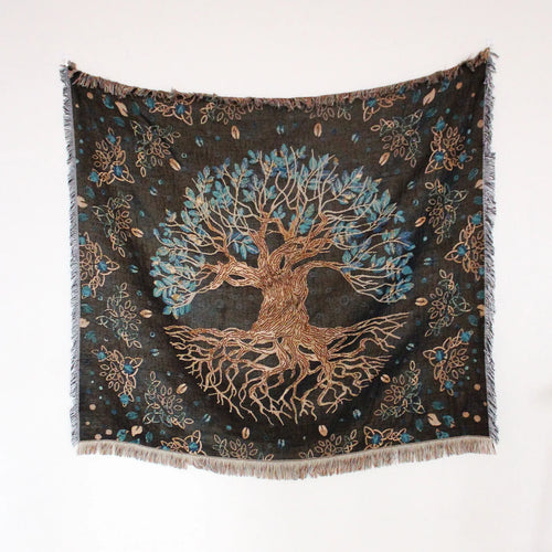 Bohemian landscape patterned throw for sofa and living room