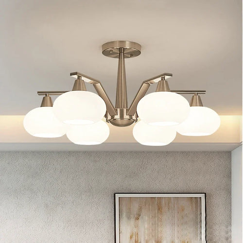Modern metal chandelier with decorative LED lighting - vue 5 sur 12