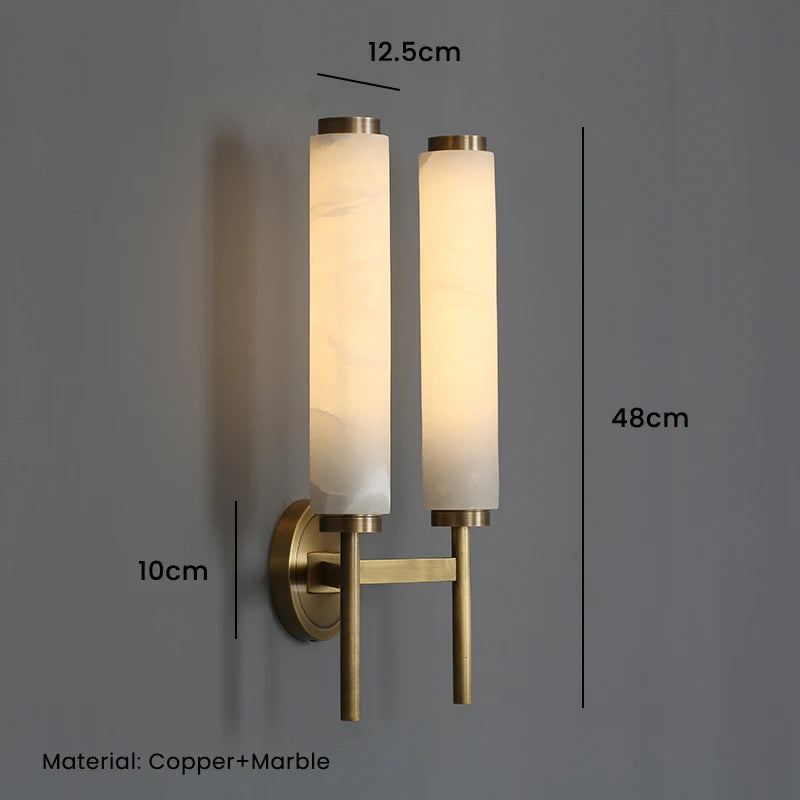 Marble and copper wall light for creative interior bedroom decor - vue 8 sur 8