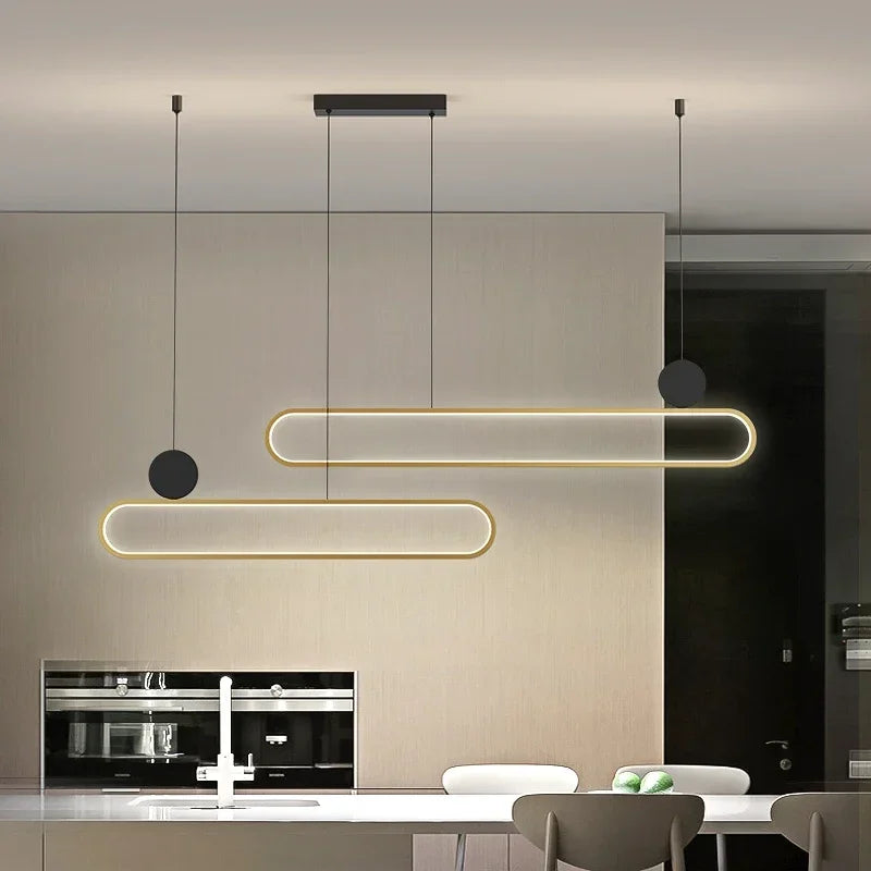 Nordic minimalist double ring LED pendant light for interiors