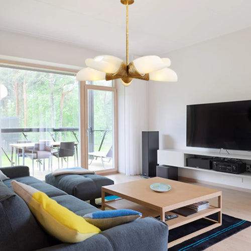 Modern minimalist glass chandelier for elegant interiors - vue 3 sur 7