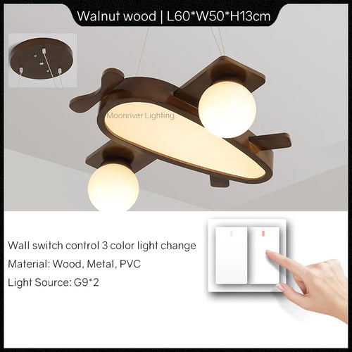 Wooden chandelier for children's room decorative pendant light - vue 12 sur 15