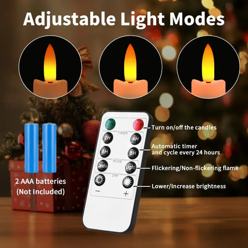 LED flickering taper candles with remote control for parties and occasions - vue 4 sur 8
